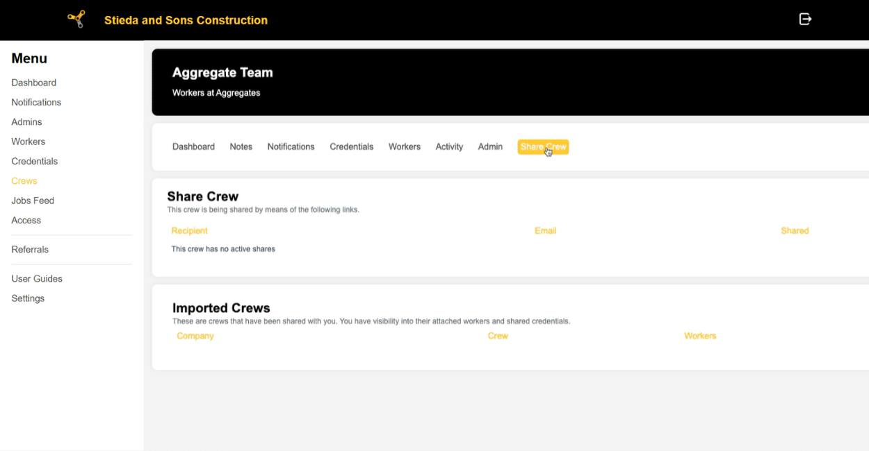 Sub Share Crew Tab